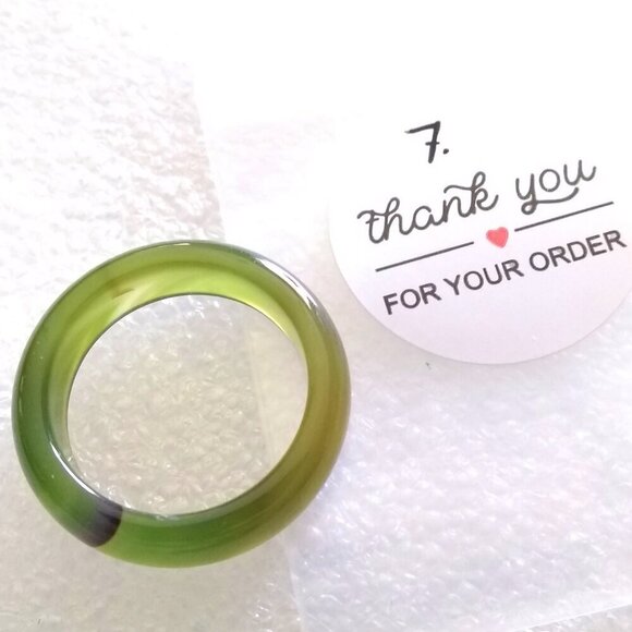 Variegated Green Bands ~ Agate Stone Band Size 7 ~ Friendship + Promise Rings - Picture 8 of 8